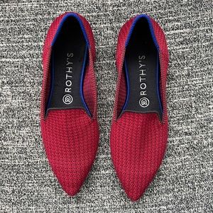 🍉 Limited Edition Scarlet Rothy’s Pointed Toe Washable Knit Loafers 🍉